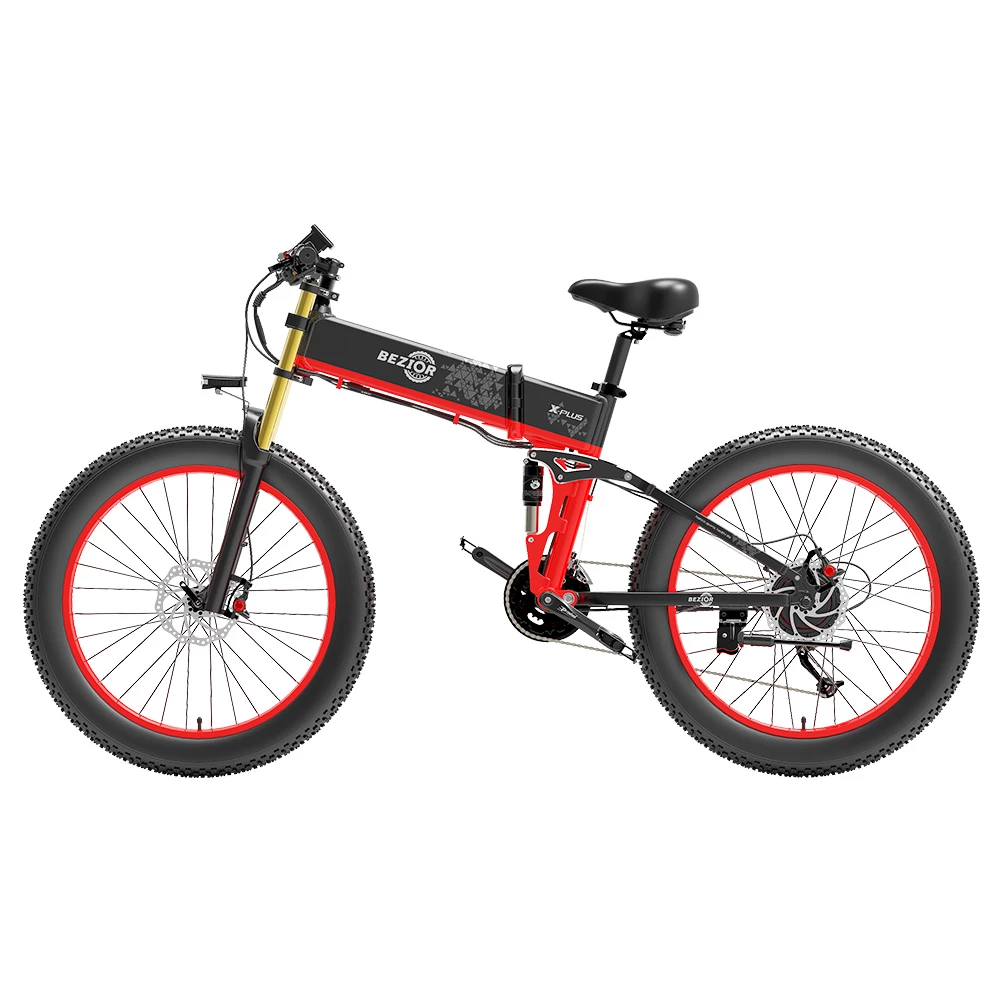 BEZIOR X-PLUS Electric Bike 1500W Motor 48V 17.5Ah Battery 26*4.0 Inch Fat Tire Mountain Bike 40Km/h Max Speed 200kg Load 130 KM Range LED Display IP54 Waterproof - Red 5 BEZIOR X-PLUS Electric Bike 1500W Motor 48V 17.5Ah Battery 26*4.0 Inch Fat Tire Mountain Bike 40Km/h Max Speed 200kg Load 130 KM Range LED Display IP54 Waterproof - Red - Image 3
