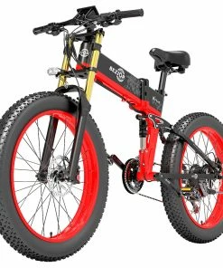BEZIOR X-PLUS Electric Bike 1500W Motor 48V 17.5Ah Battery 26*4.0 Inch Fat Tire Mountain Bike 40Km/h Max Speed 200kg Load 130 KM Range LED Display IP54 Waterproof - Red