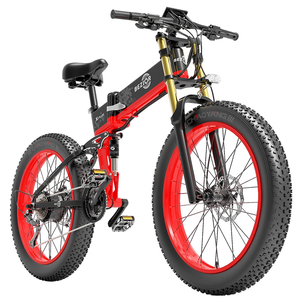BEZIOR X-PLUS Electric Bike 1500W Motor 48V 17.5Ah Battery 26*4.0 Inch Fat Tire Mountain Bike 40Km/h Max Speed 200kg Load 130 KM Range LED Display IP54 Waterproof - Red 6 BEZIOR X-PLUS Electric Bike 1500W Motor 48V 17.5Ah Battery 26*4.0 Inch Fat Tire Mountain Bike 40Km/h Max Speed 200kg Load 130 KM Range LED Display IP54 Waterproof - Red - Image 4