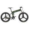 BEZIOR X500 Pro Folding Electric Bike Bicycle 26 Inch Tire 500W Motor Max Speed 30Km/h 48V 10.4Ah Battery Aluminum Alloy Frame Shimano 7-Speed Shift 100KM Power-Assisted Range LCD Display IP54 Waterproof Max Load 200KG - Black Green -rockbros-shop BEZIOR X500 PRO Electric Mountain Folding Bike Army Green 510823 0