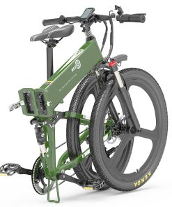 BEZIOR X500 Pro Folding Electric Bike Bicycle 26 Inch Tire 500W Motor Max Speed 30Km/h 48V 10.4Ah Battery Aluminum Alloy Frame Shimano 7-Speed Shift 100KM Power-Assisted Range LCD Display IP54 Waterproof Max Load 200KG - Black Green -rockbros-shop BEZIOR X500 PRO Electric Mountain Folding Bike Army Green 510823 2
