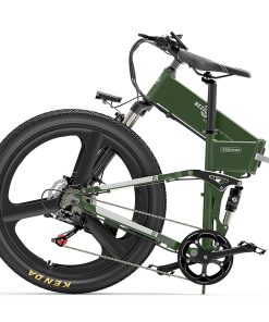 BEZIOR X500 Pro Folding Electric Bike Bicycle 26 Inch Tire 500W Motor Max Speed 30Km/h 48V 10.4Ah Battery Aluminum Alloy Frame Shimano 7-Speed Shift 100KM Power-Assisted Range LCD Display IP54 Waterproof Max Load 200KG - Black Green -rockbros-shop BEZIOR X500 PRO Electric Mountain Folding Bike Army Green 510823 3