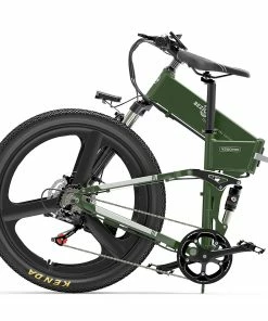 BEZIOR X500 Pro Folding Electric Bike Bicycle 26 Inch Tire 500W Motor Max Speed 30Km/h 48V 10.4Ah Battery Aluminum Alloy Frame Shimano 7-Speed Shift 100KM Power-Assisted Range LCD Display IP54 Waterproof Max Load 200KG - Black Green -rockbros-shop BEZIOR X500 PRO Electric Mountain Folding Bike Army Green 510823 3