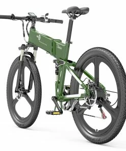 BEZIOR X500 Pro Folding Electric Bike Bicycle 26 Inch Tire 500W Motor Max Speed 30Km/h 48V 10.4Ah Battery Aluminum Alloy Frame Shimano 7-Speed Shift 100KM Power-Assisted Range LCD Display IP54 Waterproof Max Load 200KG - Black Green -rockbros-shop BEZIOR X500 PRO Electric Mountain Folding Bike Army Green 510823 4