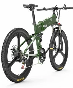 BEZIOR X500 Pro Folding Electric Bike Bicycle 26 Inch Tire 500W Motor Max Speed 30Km/h 48V 10.4Ah Battery Aluminum Alloy Frame Shimano 7-Speed Shift 100KM Power-Assisted Range LCD Display IP54 Waterproof Max Load 200KG - Black Green -rockbros-shop BEZIOR X500 PRO Electric Mountain Folding Bike Army Green 510823 5