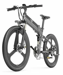 BEZIOR X500 Pro Folding Electric Bike Bicycle 26 Inch Tire 500W Motor Max Speed 30Km/h 48V 10.4Ah Battery Aluminum Alloy Frame Shimano 7-Speed Shift 100KM Power-Assisted Range LCD Display IP54 Waterproof Max Load 200KG - Black Grey -rockbros-shop BEZIOR X500 PRO Electric Mountain Folding Bike Black Grey 518492 1
