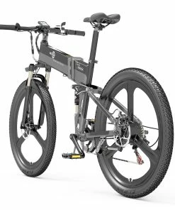BEZIOR X500 Pro Folding Electric Bike Bicycle 26 Inch Tire 500W Motor Max Speed 30Km/h 48V 10.4Ah Battery Aluminum Alloy Frame Shimano 7-Speed Shift 100KM Power-Assisted Range LCD Display IP54 Waterproof Max Load 200KG - Black Grey -rockbros-shop BEZIOR X500 PRO Electric Mountain Folding Bike Black Grey 518492 2
