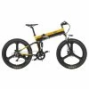 BEZIOR X500 Pro Folding Electric Bike Bicycle 26 Inch Tire 500W Motor Max Speed 30Km/h 48V 10.4Ah Battery Aluminum Alloy Frame Shimano 7-Speed Shift 100KM Power-Assisted Range LCD Display IP54 Waterproof Max Load 200KG - Black Yellow -rockbros-shop BEZIOR X500 PRO Electric Mountain Folding Bike Black Yellow 510822 0