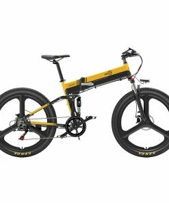 BEZIOR X500 Pro Folding Electric Bike Bicycle 26 Inch Tire 500W Motor Max Speed 30Km/h 48V 10.4Ah Battery Aluminum Alloy Frame Shimano 7-Speed Shift 100KM Power-Assisted Range LCD Display IP54 Waterproof Max Load 200KG - Black Yellow