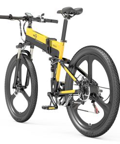 BEZIOR X500 Pro Folding Electric Bike Bicycle 26 Inch Tire 500W Motor Max Speed 30Km/h 48V 10.4Ah Battery Aluminum Alloy Frame Shimano 7-Speed Shift 100KM Power-Assisted Range LCD Display IP54 Waterproof Max Load 200KG - Black Yellow -rockbros-shop BEZIOR X500 PRO Electric Mountain Folding Bike Black Yellow 510822 2