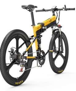 BEZIOR X500 Pro Folding Electric Bike Bicycle 26 Inch Tire 500W Motor Max Speed 30Km/h 48V 10.4Ah Battery Aluminum Alloy Frame Shimano 7-Speed Shift 100KM Power-Assisted Range LCD Display IP54 Waterproof Max Load 200KG - Black Yellow -rockbros-shop BEZIOR X500 PRO Electric Mountain Folding Bike Black Yellow 510822 3