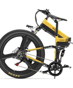 BEZIOR X500 Pro Folding Electric Bike Bicycle 26 Inch Tire 500W Motor Max Speed 30Km/h 48V 10.4Ah Battery Aluminum Alloy Frame Shimano 7-Speed Shift 100KM Power-Assisted Range LCD Display IP54 Waterproof Max Load 200KG - Black Yellow -rockbros-shop BEZIOR X500 PRO Electric Mountain Folding Bike Black Yellow 510822 4