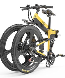 BEZIOR X500 Pro Folding Electric Bike Bicycle 26 Inch Tire 500W Motor Max Speed 30Km/h 48V 10.4Ah Battery Aluminum Alloy Frame Shimano 7-Speed Shift 100KM Power-Assisted Range LCD Display IP54 Waterproof Max Load 200KG - Black Yellow -rockbros-shop BEZIOR X500 PRO Electric Mountain Folding Bike Black Yellow 510822 5