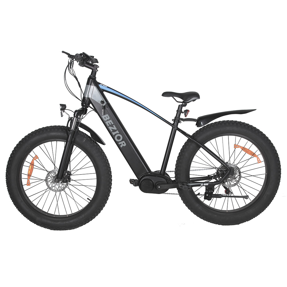 BEZIOR XF800 Electric Mountain Bike 26*4.0 Inch Fat Tires 500W Mid Motor 48V 13Ah Battery 40Km/h Max Speed 90KG Load Dual Mechanical Disc Brake Shimano 7-Speed Gears - Black & Blue BEZIOR XF800 Electric Mountain Bike 26*4.0 Inch Fat Tires 500W Mid Motor 48V 13Ah Battery 40Km/h Max Speed 90KG Load Dual Mechanical Disc Brake Shimano 7-Speed Gears - Black & Blue -rockbros-shop BEZIOR XF800 Electric Bike 500W Mid Motor Black Blue 518288 1