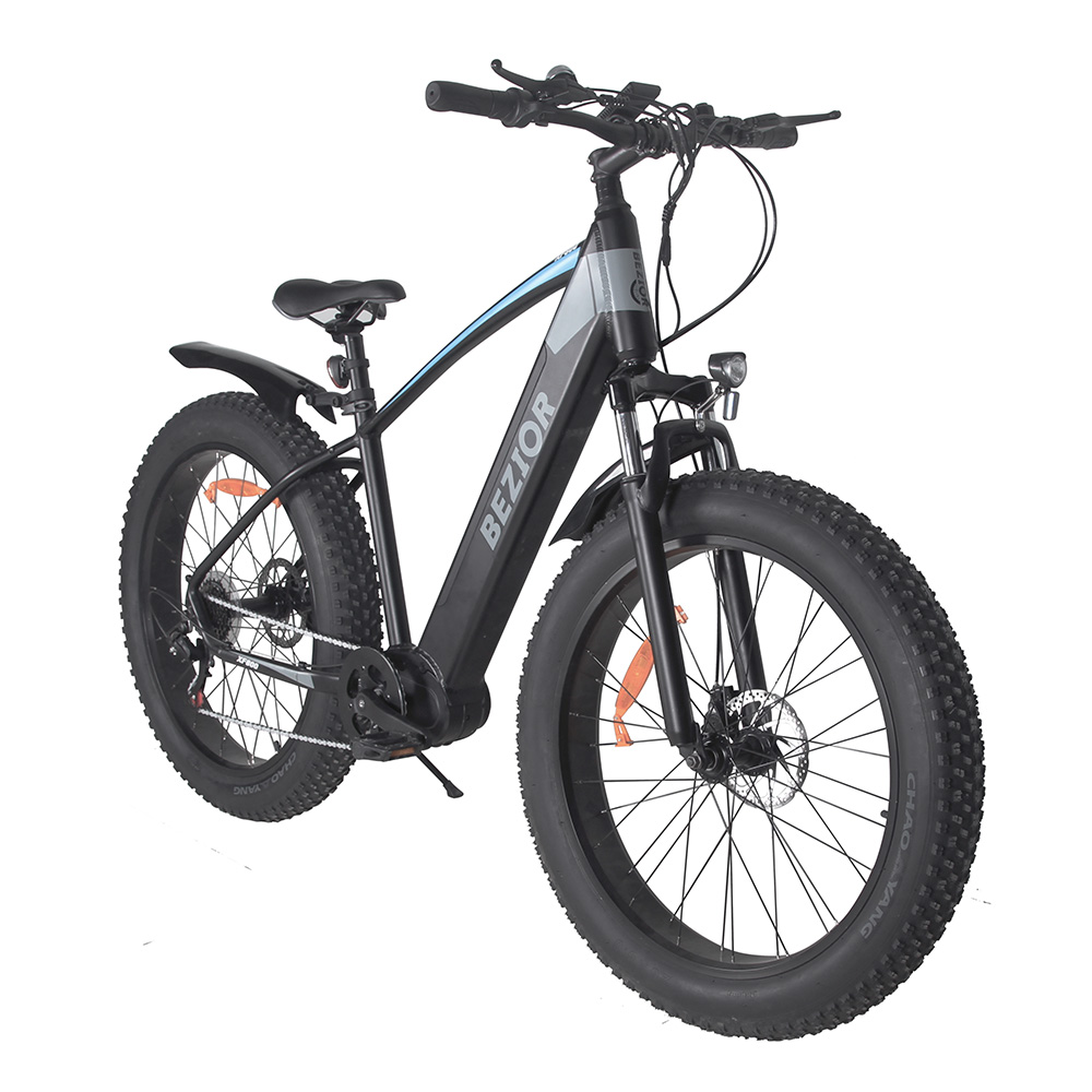 BEZIOR XF800 Electric Mountain Bike 26*4.0 Inch Fat Tires 500W Mid Motor 48V 13Ah Battery 40Km/h Max Speed 90KG Load Dual Mechanical Disc Brake Shimano 7-Speed Gears - Black & Blue BEZIOR XF800 Electric Mountain Bike 26*4.0 Inch Fat Tires 500W Mid Motor 48V 13Ah Battery 40Km/h Max Speed 90KG Load Dual Mechanical Disc Brake Shimano 7-Speed Gears - Black & Blue -rockbros-shop BEZIOR XF800 Electric Bike 500W Mid Motor Black Blue 518288 2