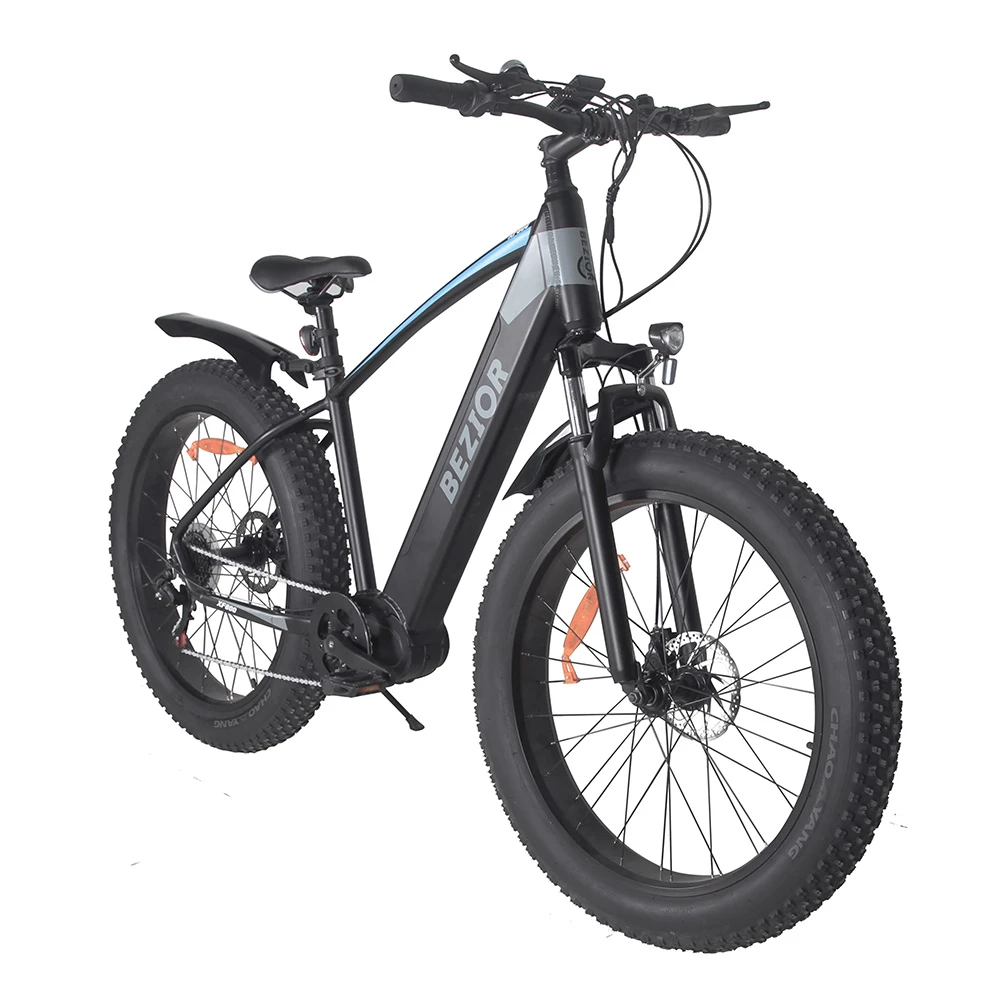 BEZIOR XF800 Electric Mountain Bike 26*4.0 Inch Fat Tires 500W Mid Motor 48V 13Ah Battery 40Km/h Max Speed 90KG Load Dual Mechanical Disc Brake Shimano 7-Speed Gears - Black & Blue 5 BEZIOR XF800 Electric Mountain Bike 26*4.0 Inch Fat Tires 500W Mid Motor 48V 13Ah Battery 40Km/h Max Speed 90KG Load Dual Mechanical Disc Brake Shimano 7-Speed Gears - Black & Blue - Image 3