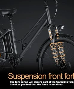 BK1 Electric Bike 36V 350W Motor 10Ah Battery Shimano 7 Speed Gear Front Suspension And Dual Disc Brakes - Black -rockbros-shop BK1 Electric Bike 36V 350W Motor 10Ah Battery Black 518810 3