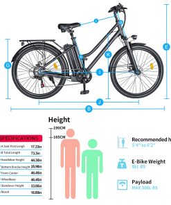 BK1 Electric Bike 36V 350W Motor 10Ah Battery Shimano 7 Speed Gear Front Suspension And Dual Disc Brakes - Black -rockbros-shop BK1 Electric Bike 36V 350W Motor 10Ah Battery Black 518810 4