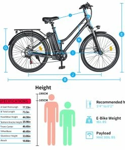 BK1 Electric Bike 36V 350W Motor 10Ah Battery Shimano 7 Speed Gear Front Suspension And Dual Disc Brakes - Black -rockbros-shop BK1 Electric Bike 36V 350W Motor 10Ah Battery Black 518810 4