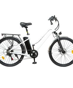 BK1 Electric Bike 36V 350W Motor 10Ah Battery Shimano 7 Speed Gear Front Suspension And Dual Disc Brakes - White