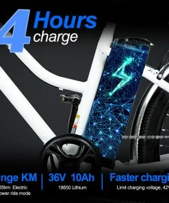 BK1 Electric Bike 36V 350W Motor 10Ah Battery Shimano 7 Speed Gear Front Suspension And Dual Disc Brakes - White -rockbros-shop BK1 Electric Bike 36V 350W Motor 10Ah Battery White 518811 2