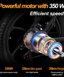 BK6 Electric Bike 48V 350W Motor 10Ah Battery Shimano 7 Speed Gear Front Suspension And Dual Disc Brakes - Black -rockbros-shop BK6 Electric Bike 48V 350W Motor 10Ah Battery Black 518808 2