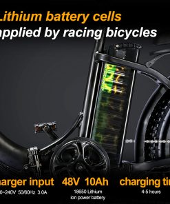 BK6 Electric Bike 48V 350W Motor 10Ah Battery Shimano 7 Speed Gear Front Suspension And Dual Disc Brakes - Black -rockbros-shop BK6 Electric Bike 48V 350W Motor 10Ah Battery Black 518808 3