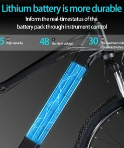 BK7 Electric Bike 48V 350W Motor 7.5Ah Battery Shimano 21 Speed Gear Front Suspension And Dual Disc Brakes - Black -rockbros-shop BK7 Electric Bike 48V 350W Motor 7 5Ah Battery Shimano 21 Speed Gear 518812 2