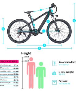 BK7 Electric Bike 48V 350W Motor 7.5Ah Battery Shimano 21 Speed Gear Front Suspension And Dual Disc Brakes - Black -rockbros-shop BK7 Electric Bike 48V 350W Motor 7 5Ah Battery Shimano 21 Speed Gear 518812 4