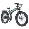 BURCHDA R5 Pro Folding Electric Bike 26*4.0 Inch Fat Tire 1000W Motor 50Km/h Max Speed 48V 15Ah Battery For 60km Range Double Shock Absorbers - Dark Green