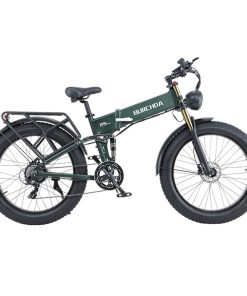 BURCHDA R5 Pro Folding Electric Bike 26*4.0 Inch Fat Tire 1000W Motor 50Km/h Max Speed 48V 15Ah Battery For 60km Range Double Shock Absorbers - Dark Green -rockbros-shop BURCHDA R5 Pro Electric Bike 26 4 0 inch Tire Dark Green 518791 2