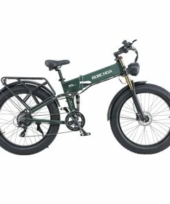 BURCHDA R5 Pro Folding Electric Bike 26*4.0 Inch Fat Tire 1000W Motor 50Km/h Max Speed 48V 15Ah Battery For 60km Range Double Shock Absorbers - Dark Green -rockbros-shop BURCHDA R5 Pro Electric Bike 26 4 0 inch Tire Dark Green 518791 2