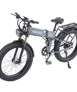 BURCHDA R5 Pro Folding Electric Bike 26*4.0 Inch Fat Tire 1000W Motor 50Km/h Max Speed 48V 15Ah Battery For 60km Range Double Shock Absorbers - Grey