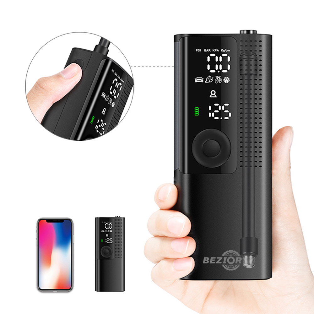 Bezior Mini Inflator Air Compressor Pump 2000mAh 120PSI with Digital Gauge for Bike Car Tyre Bezior Mini Inflator Air Compressor Pump 2000mAh 120PSI With Digital Gauge For Bike Car Tyre -rockbros-shop Bezior Mini Inflator Air Compressor Pump 499873 5
