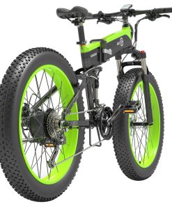 BEZIOR X1500 Folding Electric Mountain Bike 26*4.0 Inch Fat Tires 12.8Ah 48V 1500W 40Km/h 100KM Mileage Max Load 200KG Shimano 27-Speed Shifter - Black Green -rockbros-shop Bezior X1500 12 8Ah 48V 1500W 26 Innch 40Km h 519194 4