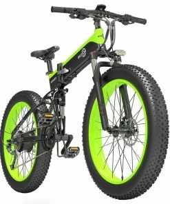 BEZIOR X1500 Folding Electric Mountain Bike 26*4.0 Inch Fat Tires 12.8Ah 48V 1500W 40Km/h 100KM Mileage Max Load 200KG Shimano 27-Speed Shifter - Black Green -rockbros-shop Bezior X1500 12 8Ah 48V 1500W 26 Innch 40Km h 519195 3