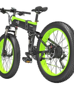 BEZIOR X1500 Folding Electric Mountain Bike 26*4.0 Inch Fat Tires 12.8Ah 48V 1500W 40Km/h 100KM Mileage Max Load 200KG Shimano 27-Speed Shifter - Black Green -rockbros-shop Bezior X1500 12 8Ah 48V 1500W 26 Innch 40Km h 519195 5