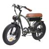 BEZIOR XF001 Retro Electric Bike 20*4.0 Inch Fat Tires 1000W Motor 12.5Ah 48V Battery 45Km/h Max Speed 120kg Max Load Shimano 7-Speed Dual Mechanical Disc Brakes Front & Rear Suspension Fork LCD Display - Army Green -rockbros-shop Bezior XF001 Retro Electric Bike 1000W Brushless Motor 519234 2