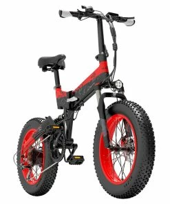 BEZIOR XF200 Off-road Electric Bike All Terrain Electric Bicycle 20x4'' Fat Tire 48V 1000W Motor 40km/h Max Speed 15Ah Battery Shimano 7-speed Shifting System - Black Red -rockbros-shop Bezior XF200 Off road Electric Bike All Terrain Electric Bicycle 519198 2