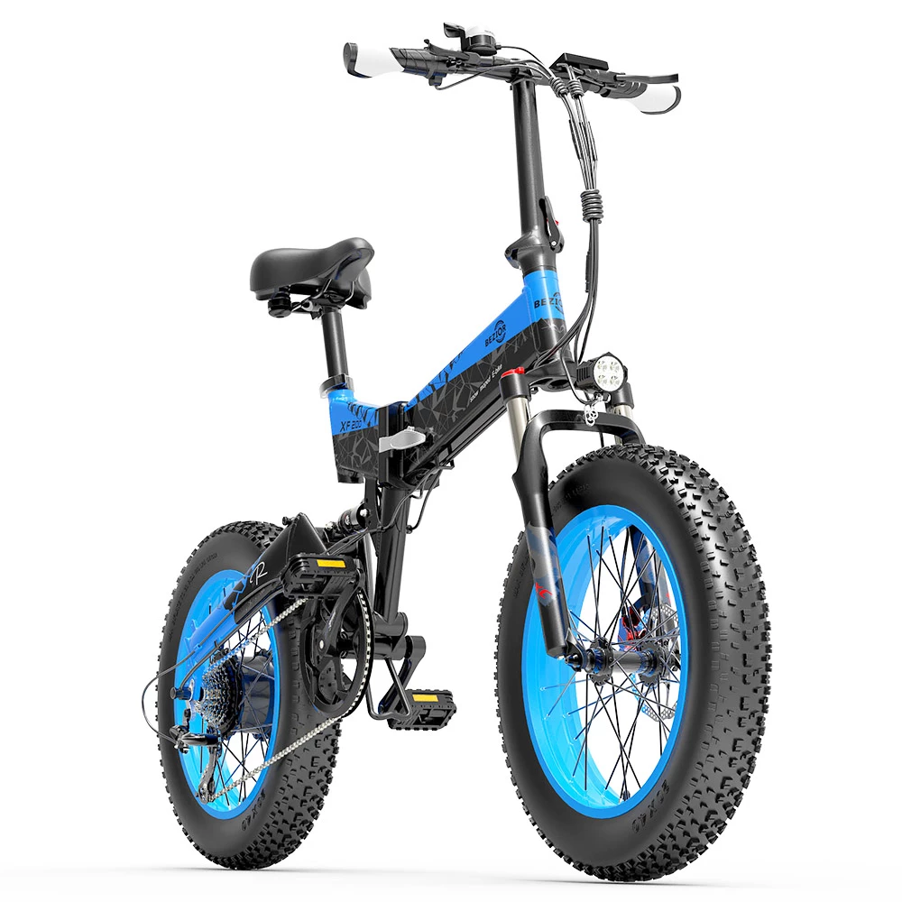 BEZIOR XF200 Off-road Electric Bike All Terrain Electric Bicycle 20x4'' Fat Tire 48V 1000W Motor 40km/h Max Speed 15Ah Battery Shimano 7-speed Shifting System - Black Blue 7 BEZIOR XF200 Off-road Electric Bike All Terrain Electric Bicycle 20x4'' Fat Tire 48V 1000W Motor 40km/h Max Speed 15Ah Battery Shimano 7-speed Shifting System - Black Blue - Image 5