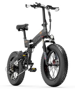 BEZIOR XF200 Off-road Electric Bike All Terrain Electric Bicycle 20x4'' Fat Tire 48V 1000W Motor 40km/h Max Speed 15Ah Battery Shimano 7-speed Shifting System - Black Grey -rockbros-shop Bezior XF200 Off road Electric Bike All Terrain Electric Bicycle 519203 2