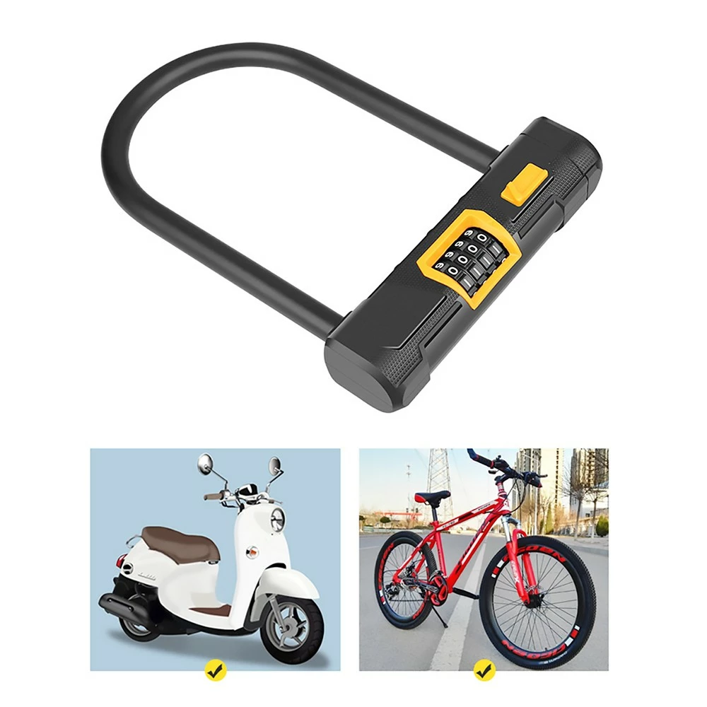 Bicycle U Lock With 1.2m Cable Anti-theft Heavy Duty Bike Password Lock Alloy For E-bikes, Motorcycles, Scooters 4 Bicycle U Lock With 1.2m Cable Anti-theft Heavy Duty Bike Password Lock Alloy For E-bikes, Motorcycles, Scooters - Image 2