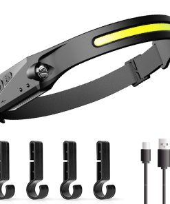 Bright LED Headlamp 270 Degree Wide Beam & Spotlight, 4 Sensor Modes For Outdoor Cycling Camping Hiking - With 4 Buckles