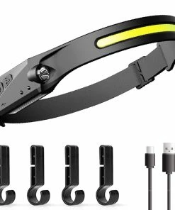 Bright LED Headlamp 270 Degree Wide Beam & Spotlight, 4 Sensor Modes For Outdoor Cycling Camping Hiking - With 4 Buckles