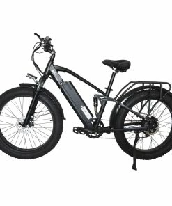 CMACEWHEEL TP26 Full Suspension Electric Mountain Bike, 26*4.0 Inch Fat Tire 48V 750W Brushless Motor 17Ah Li-battery 45Km/h Max Speed Shimano 7 Speed Transmission Black