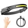 COB LED Headlamp Sensor Headlight With Built-in Battery Flashlight USB Rechargeable Head Lamp Torch 5 Lighting Modes -rockbros-shop COB LED Headlamp 480328 0
