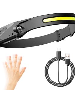 COB LED Headlamp Sensor Headlight With Built-in Battery Flashlight USB Rechargeable Head Lamp Torch 5 Lighting Modes