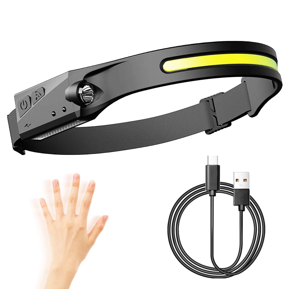 COB LED Headlamp Sensor Headlight With Built-in Battery Flashlight USB Rechargeable Head Lamp Torch 5 Lighting Modes 3 COB LED Headlamp Sensor Headlight With Built-in Battery Flashlight USB Rechargeable Head Lamp Torch 5 Lighting Modes