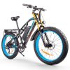 CYSUM M900 Fat Tire Electric Bike 26*4.0 Inch Chaoyang Fat Tire 48V 1000W Brushless Gear Motor 40Km/h Max Speed 17Ah Removable Battery For 50-70 Range - Black-Blue -rockbros-shop CYSUM M900 Fat Tire Electric Bike 48V 1000W Motor Black Blue 498569 1