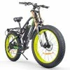 CYSUM M900 Fat Tire Electric Bike 26*4.0 Inch Chaoyang Fat Tire 48V 1000W Brushless Gear Motor 40Km/h Max Speed 17Ah Removable Battery For 50-70 Range - Black Green -rockbros-shop CYSUM M900 Fat Tire Electric Bike 48V 1000W Motor Black Green 498568 1